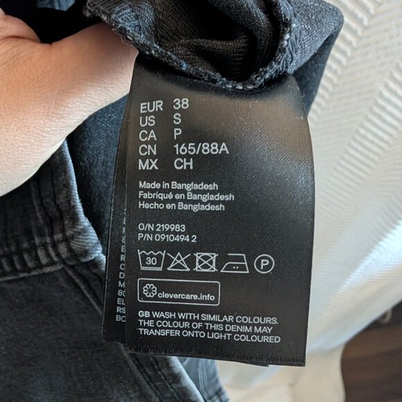 H&M Grey Puff Sleeve Denim Mini Dress Small Bodycon Streetwear - Picture 10 of 11